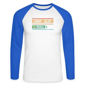 Grip Slip Pull - T-shirt baseball manches longues Homme - blanc/bleu royal - Devant - Nik (191cm)