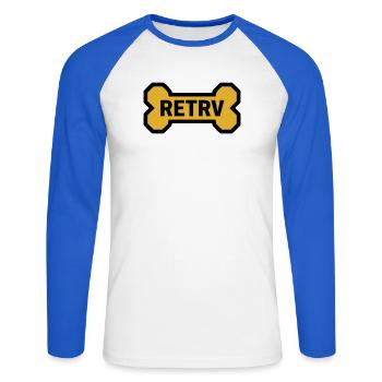 Chien Bone Retriever Chien Labrador Doré - T-shirt baseball manches longues Homme - blanc/bleu royal - Devant - Nik (191cm)