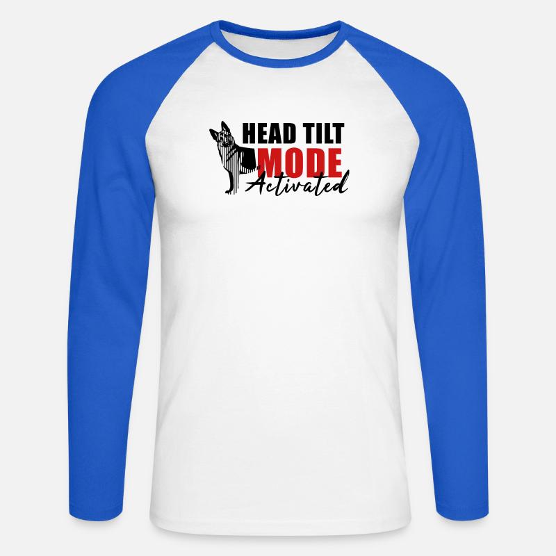 Schäfi Silhouette - Head Tilt linear Schäferhund - Unisex Baseballshirt langarm - Weiß/Royalblau