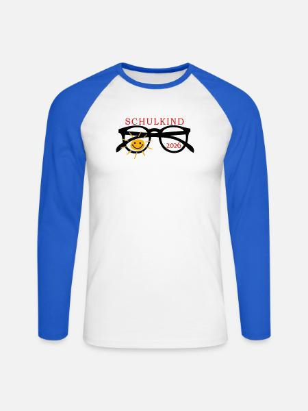 coole Sonnenbrille Schulkind - Unisex Baseballshirt langarm - Weiß/Royalblau