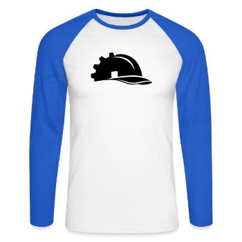 Construction Worker Helmet Gear and House - Unisex Long Sleeve Baseball T-Shirt - white/royal blue - Front - Nik (191cm)