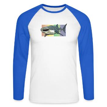 Whale Shark Rhincodon typus - Unisex Long Sleeve Baseball T-Shirt - white/royal blue - Front - Nik (191cm)