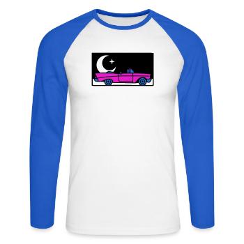 Retro 80s Convertible Graphic - Unisex Long Sleeve Baseball T-Shirt - white/royal blue - Front - Nik (191cm)