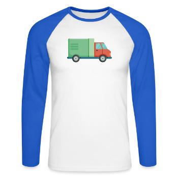Lieferauto - Unisex Baseballshirt langarm - Weiß/Royalblau - Vorne - Nik (191cm)