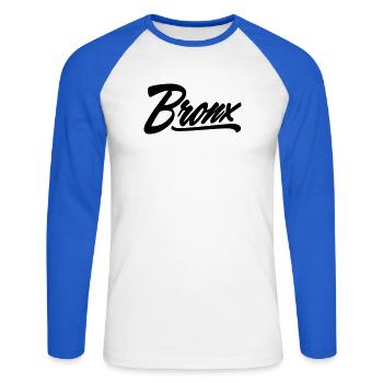 bronx shirt - Unisex Baseballshirt langarm - Weiß/Royalblau - Vorne - Nik (191cm)