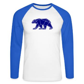 Polar Bear Polar Bear Polygon Icon - Unisex Long Sleeve Baseball T-Shirt - white/royal blue - Front - Nik (191cm)