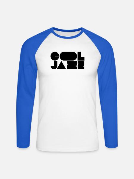 Bold cool jazz logo design - Unisex Long Sleeve Baseball T-Shirt - white/royal blue