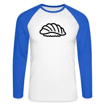 sushi - T-shirt baseball manches longues Homme - blanc/bleu royal - Devant - Nik (191cm)