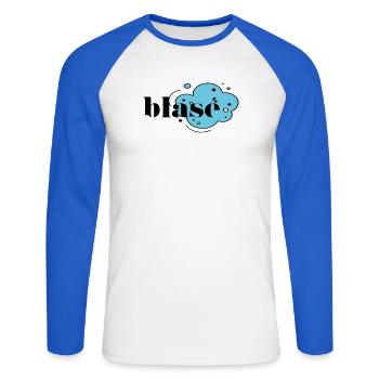 Blasé - Unisex Baseballshirt langarm - Weiß/Royalblau - Vorne - Nik (191cm)
