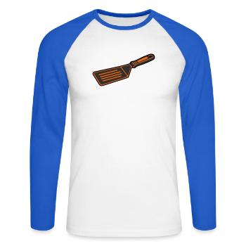Grill Turner BBQ Spatula Grill Master Cooking - Unisex Long Sleeve Baseball T-Shirt - white/royal blue - Front - Nik (191cm)