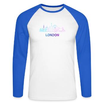 London City Skyline - Unisex Baseballshirt langarm - Weiß/Royalblau - Vorne - Nik (191cm)