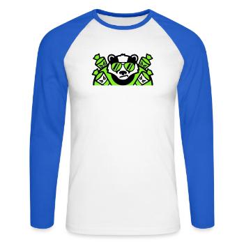 Badger Sugar Cones Logo - Unisex Long Sleeve Baseball T-Shirt - white/royal blue - Front - Nik (191cm)