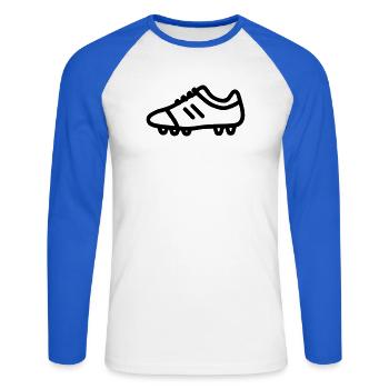 football boots - Unisex Long Sleeve Baseball T-Shirt - white/royal blue - Front - Nik (191cm)