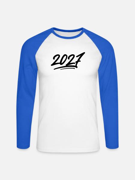 2027 Jahr - Unisex Baseballshirt langarm - Weiß/Royalblau