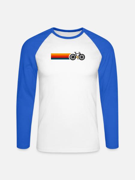 Retro-Sonnenuntergangs-Bunte Schleifen - Unisex Baseballshirt langarm - Weiß/Royalblau
