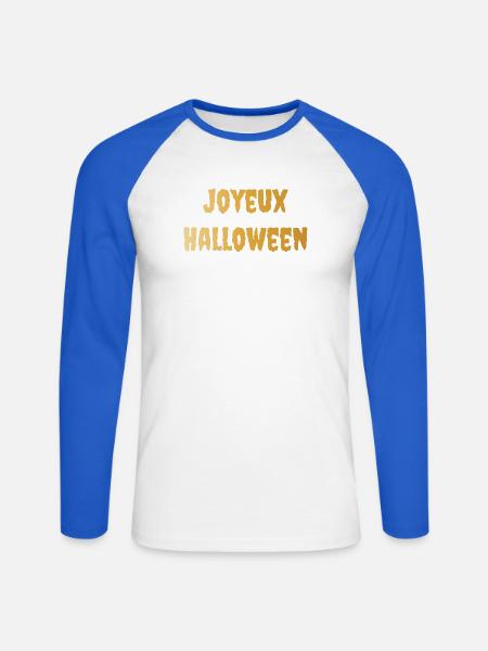 HALLOWEEN. KÜRBIS. HALLOWEEN KÜRBIS - Unisex Baseballshirt langarm - Weiß/Royalblau