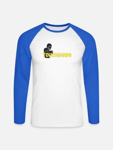 Touchdown Football - Unisex Baseballshirt langarm - Weiß/Royalblau