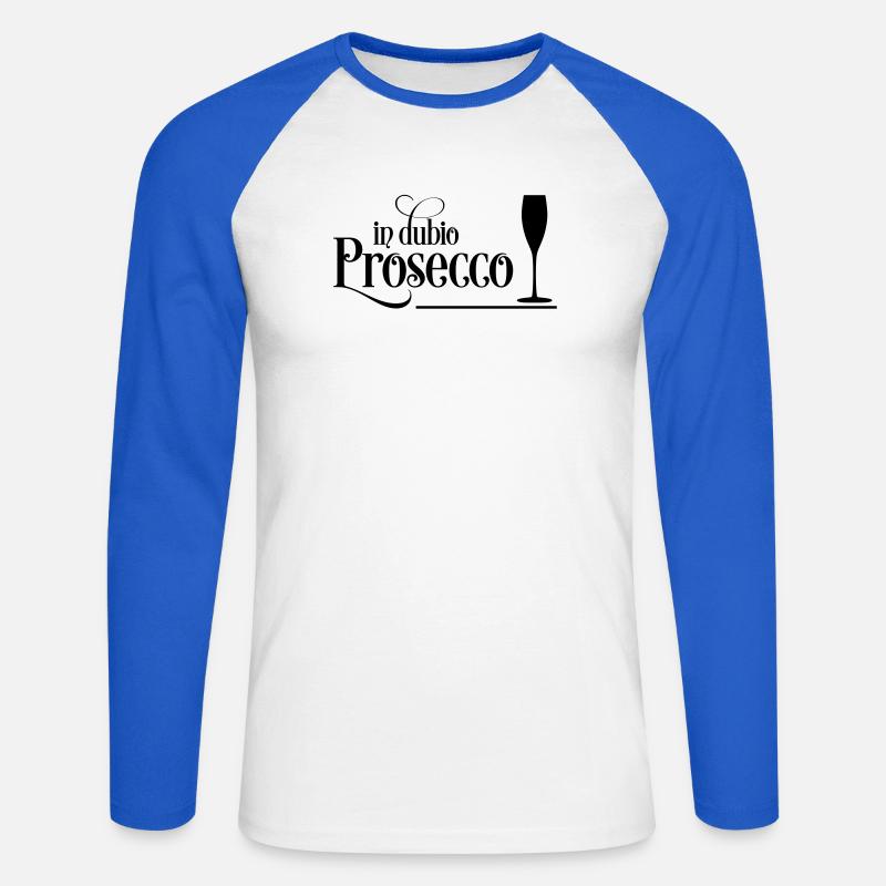 Prosecco - Unisex Baseballshirt langarm - Weiß/Royalblau