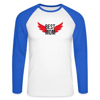 Beste Mama - Muttertag - Unisex Baseballshirt langarm - Weiß/Royalblau - Vorne - Nik (191cm)