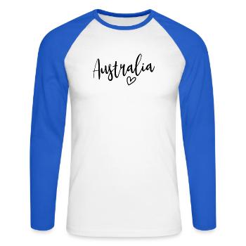 Australia Heart Women’s Love Australia - T-shirt baseball manches longues Homme - blanc/bleu royal - Devant - Nik (191cm)