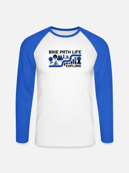 Epische Bike Path Radtour Landschaft - Unisex Baseballshirt langarm - Weiß/Royalblau