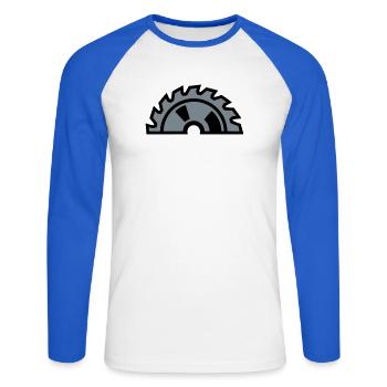 Kreissaegeblatt Halb Logo - Unisex Baseballshirt langarm - Weiß/Royalblau - Vorne - Nik (191cm)