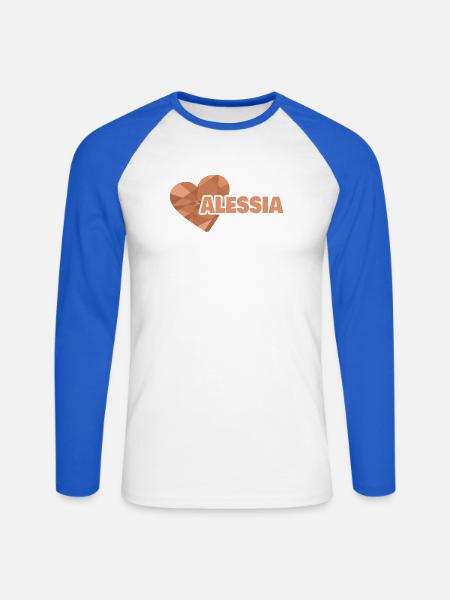 Alessia - Unisex Baseballshirt langarm - Weiß/Royalblau