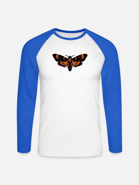 Totenkopfschwaermer Motte Logo - Unisex Baseballshirt langarm - Weiß/Royalblau
