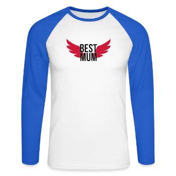 Best Mum - T-shirt baseball manches longues Homme - blanc/bleu royal - Devant - Nik (191cm)