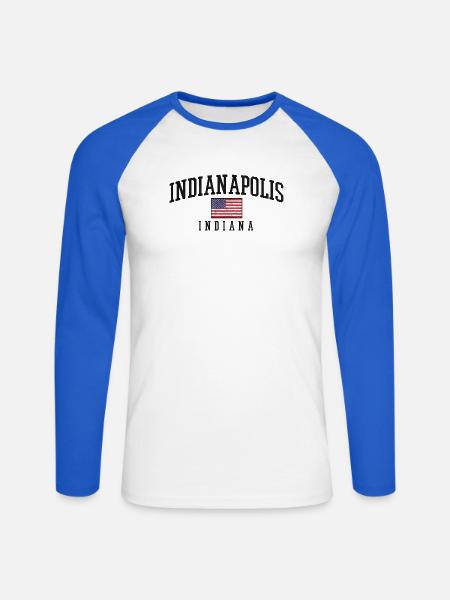 Indy Pride Flaggenlook Indiana - Unisex Baseballshirt langarm - Weiß/Royalblau
