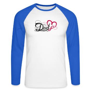 Papa Papa Fête des Pères Tatouage - T-shirt baseball manches longues Homme - blanc/bleu royal - Devant - Nik (191cm)