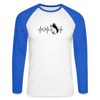 Écureuil, Pouls, Amour, Animaux Des Bois, Battement De Coeur, Battement De Coeur - T-shirt baseball manches longues Homme - blanc/bleu royal - Devant - Nik (191cm)