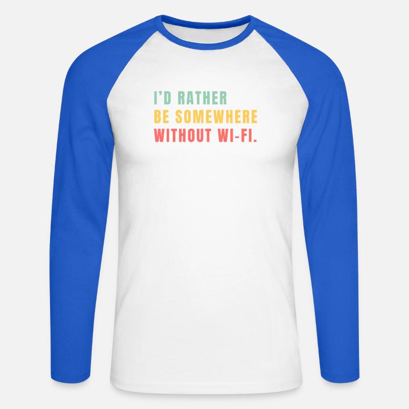 I'd Rather Be Somewhere Without Wi-Fi - Unisex Baseballshirt langarm - Weiß/Royalblau