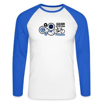 Génial Gear System Bike Nerd - T-shirt baseball manches longues Homme - blanc/bleu royal - Devant - Nik (191cm)