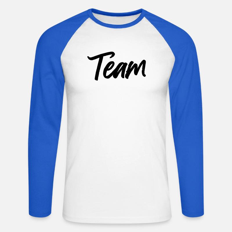 Team - Unisex Baseballshirt langarm - Weiß/Royalblau