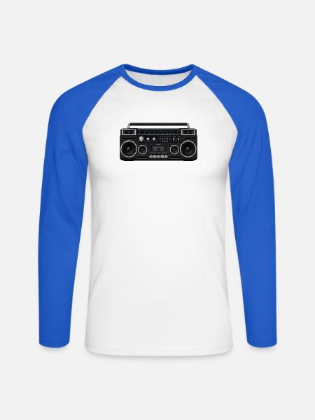 80s Boombox - Unisex Baseballshirt langarm - Weiß/Royalblau