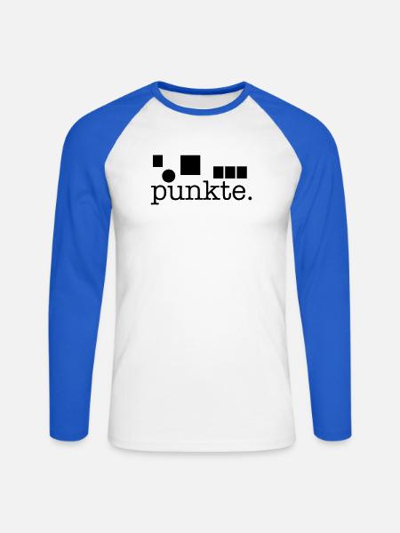 Punkte. - Unisex Baseballshirt langarm - Weiß/Royalblau