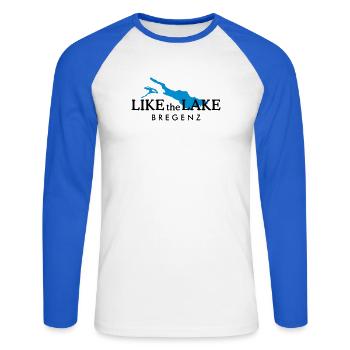 Like the Lake - Bregenz am Bodensee - Unisex Baseballshirt langarm - Weiß/Royalblau - Vorne - Nik (191cm)