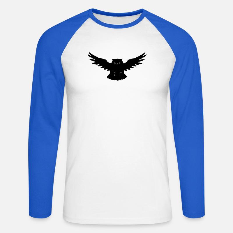 Eule im Angriff - Unisex Baseballshirt langarm - Weiß/Royalblau