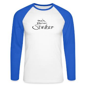 mein kleiner Stinker - Unisex Baseballshirt langarm - Weiß/Royalblau - Vorne - Nik (191cm)