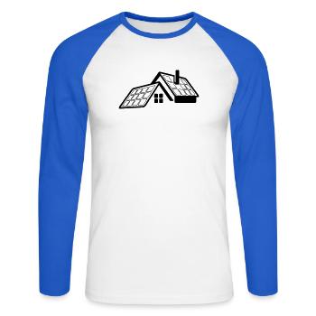 House with solar panels transparent logo - Unisex Long Sleeve Baseball T-Shirt - white/royal blue - Front - Nik (191cm)