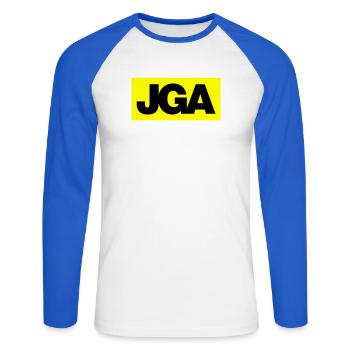 Bachelor Party Emblem / Logo 2C - Unisex Long Sleeve Baseball T-Shirt - white/royal blue - Front - Nik (191cm)