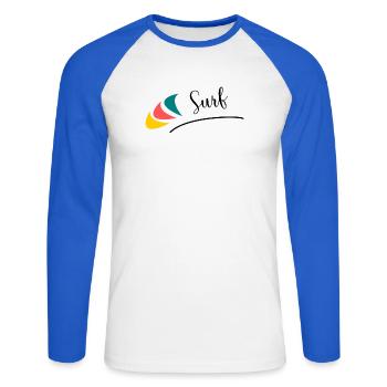 HOLIDAY. HAPPY HOLIDAYS. MISTRESS. MASTER. TEACHER - Unisex Long Sleeve Baseball T-Shirt - white/royal blue - Front - Nik (191cm)