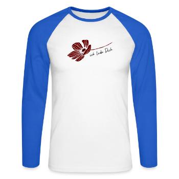 Je t’aime - T-shirt baseball manches longues Homme - blanc/bleu royal - Devant - Nik (191cm)