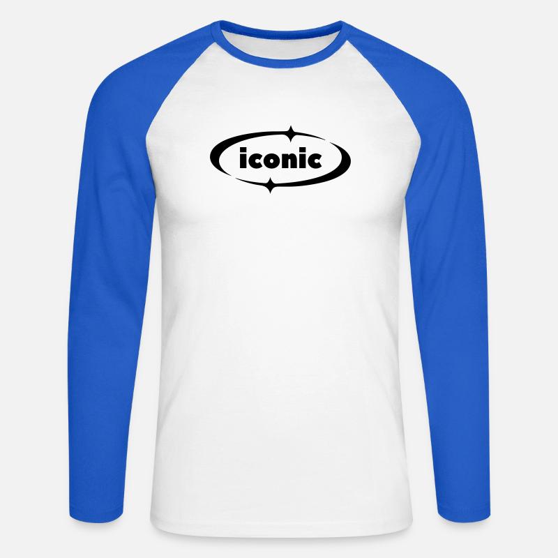 Iconic Spark – Y2K Textdesign mit Sternakzenten - Unisex Baseballshirt langarm - Weiß/Royalblau