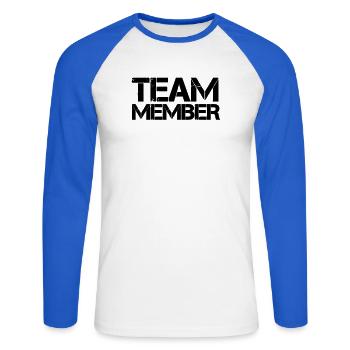 team_member - T-shirt baseball manches longues Homme - blanc/bleu royal - Devant - Nik (191cm)