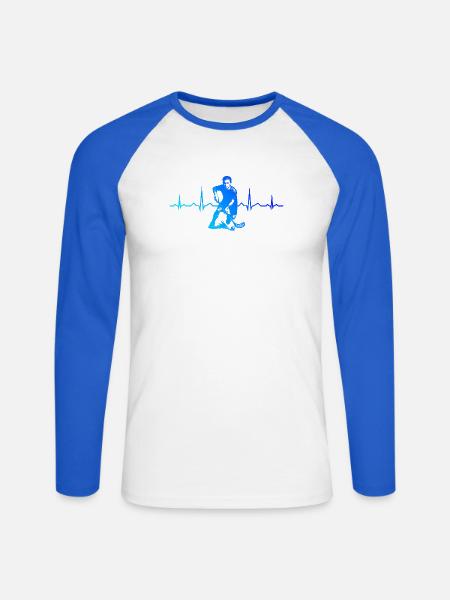 Floorball Stil für jeden Anlass - Unisex Baseballshirt langarm - Weiß/Royalblau