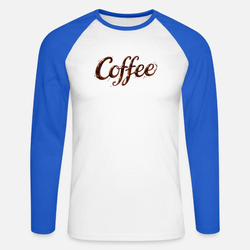 Lettere del caffè Illustrazione del caffè - Maglia da baseball a manica lunga da uomo - bianco/blu royal