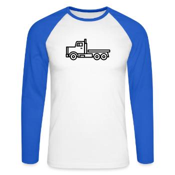 Lkw - Unisex Baseballshirt langarm - Weiß/Royalblau - Vorne - Nik (191cm)