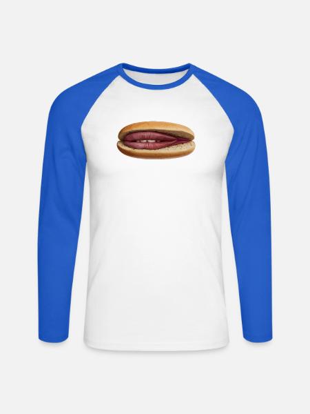 Lip Hot Dog Surrealismus - Unisex Baseballshirt langarm - Weiß/Royalblau